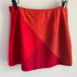 Esprit Red &orange color block retro wool  A-Line Mini Skirt